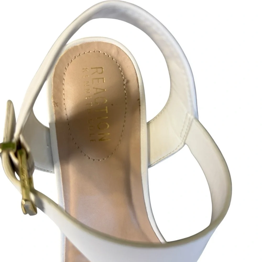 Kenneth Cole Reaction Card Wedge Espadrille Sandals White Size 7.5 #1754
